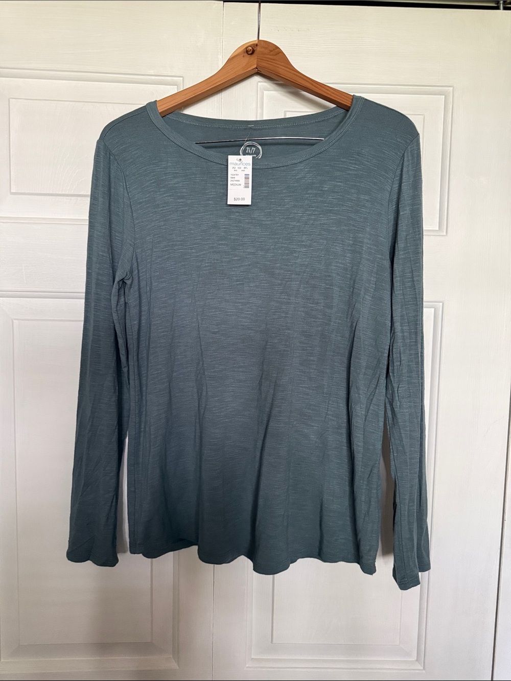 Grey Blue Long-Sleeve Women's Crewneck Top
